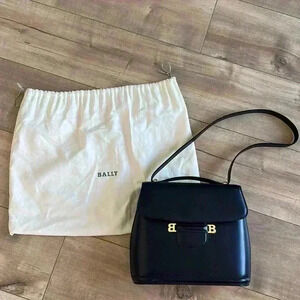 Bally Leather Bag Double B Navy